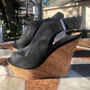 Pre owned faux suede wedge sandals Sz 9